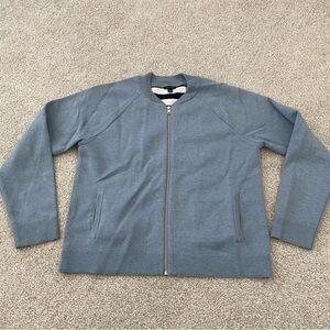 Ann Taylor Women's Blue sweater Zip-Up Cardigan collarless 💙